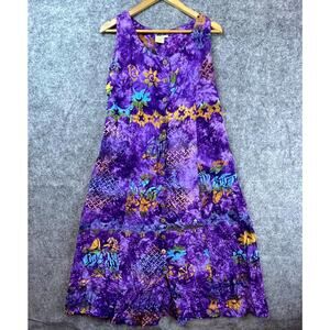 Spicy Bambu Dress Womens Large Purple Boho Hippie Indie Festival Hawaiian Bright